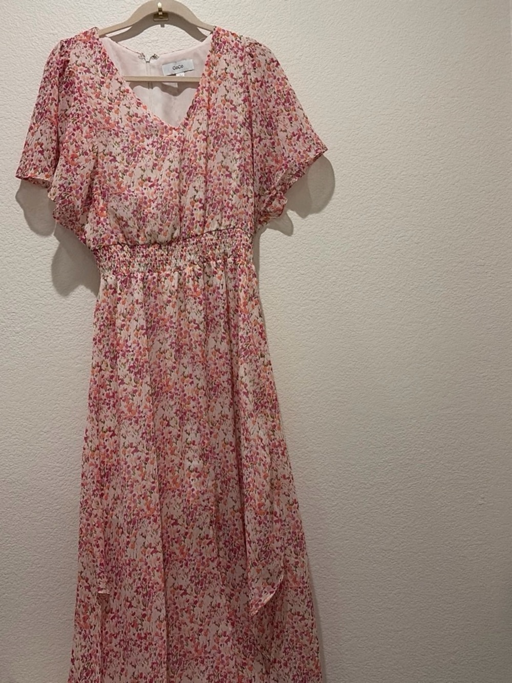 GAP Pink Multi Floral Maxi Dress with Smocked Waist